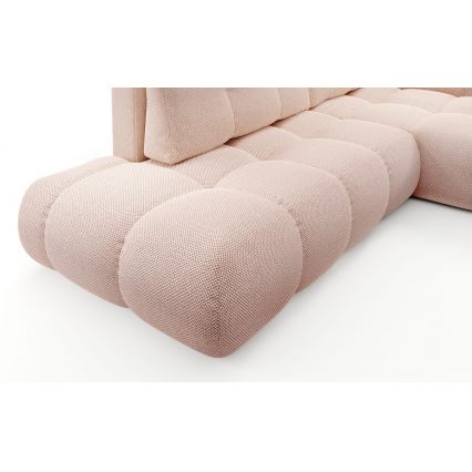 Uitschuifbare gestoffeerde hoekbank ALMADA met opbergruimte, L‑vorm, rechts, roze