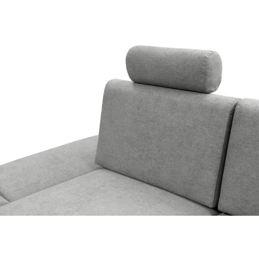 Comfortabele gestoffeerde L-vormige slaaphoekbank AVESTA met opbergruimte, linker opstelling, grijs