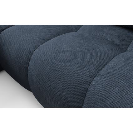 ALMADA uitklapbare gestoffeerde hoekbank in L‑vorm, linkerhoek, met opbergruimte, blauw