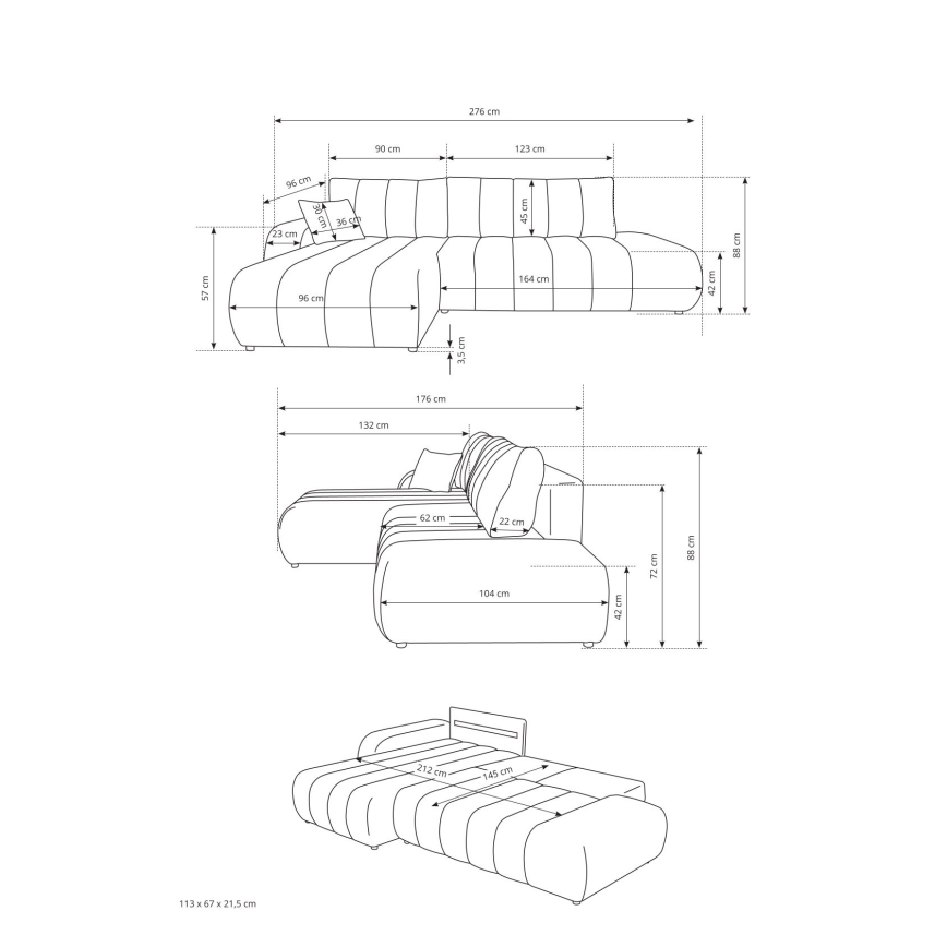 Uitklapbare hoekbank DESIO in L-vorm met opbergruimte, linkeropstelling, beige