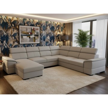 Uitklapbare hoekbank met omkeerbare U-hoek en opbergruimte GRANADA lichtgrijs