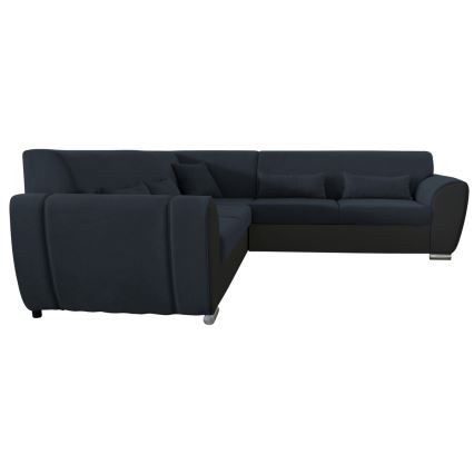 Uitschuifbare L-vormige hoekbank met opbergruimte VISEU, links, antraciet/zwart