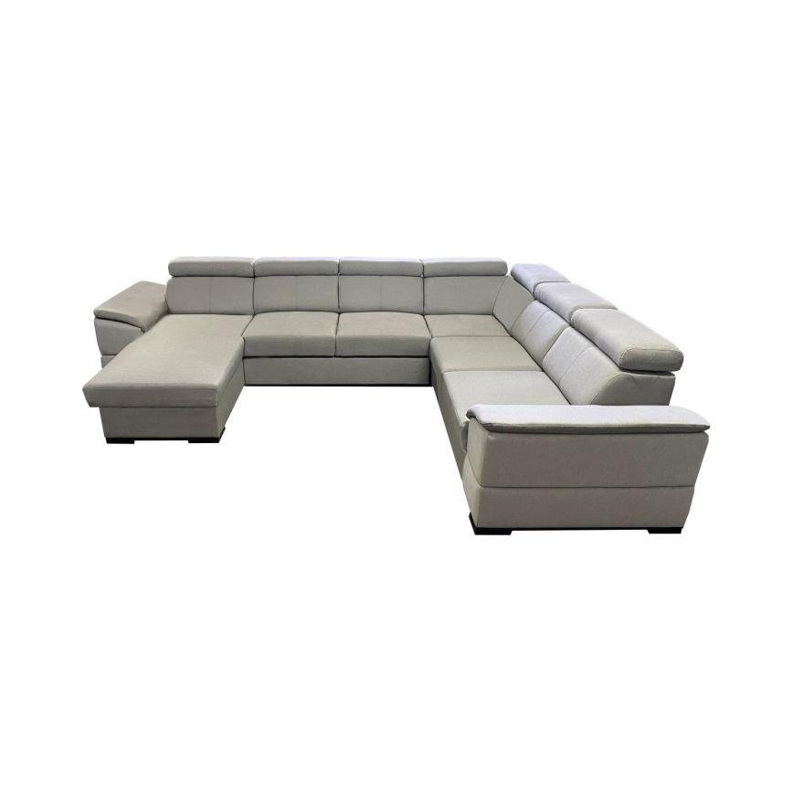 Uitklapbare hoekbank met omkeerbare U-hoek en opbergruimte GRANADA lichtgrijs