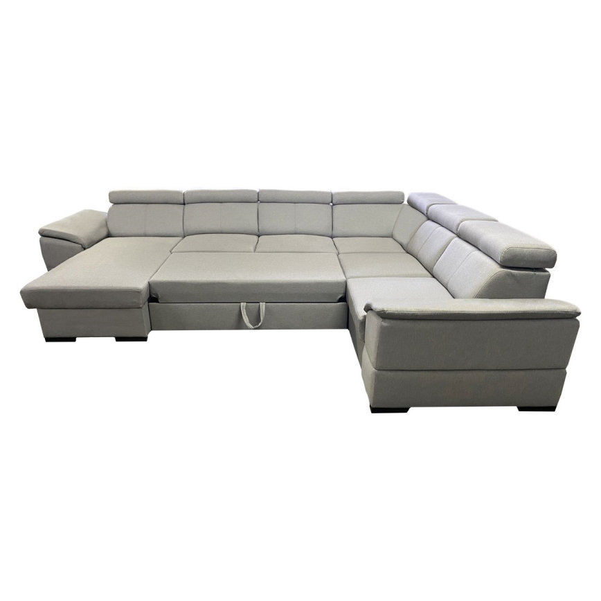 Uitklapbare hoekbank met omkeerbare U-hoek en opbergruimte GRANADA lichtgrijs