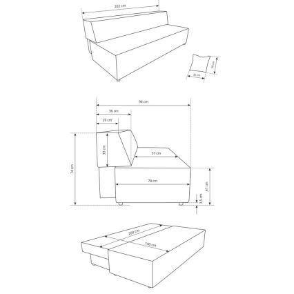 Uitschuifbare 3-zits slaapbank met opbergruimte TERAMO beige