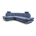 Uitschuifbare AVESTA L-hoekbank, gestoffeerd, met opbergruimte, links, blauw
