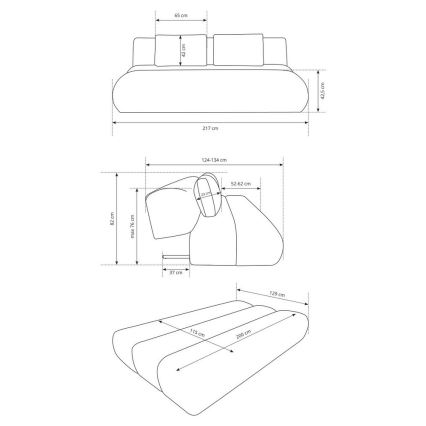 Uitschuifbare driezitsbank FANO crème