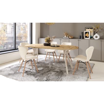 Uitschuifbare eettafel ARTUR artisan eiken/beige