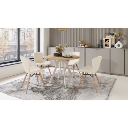 Uitschuifbare eettafel ARTUR artisan eiken/beige