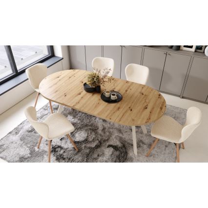 Uitschuifbare eettafel ARTUR artisan eiken/beige