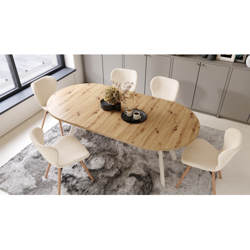 Uitschuifbare eettafel ARTUR artisan eiken/beige