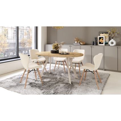 Uitschuifbare eettafel ARTUR artisan eiken/beige
