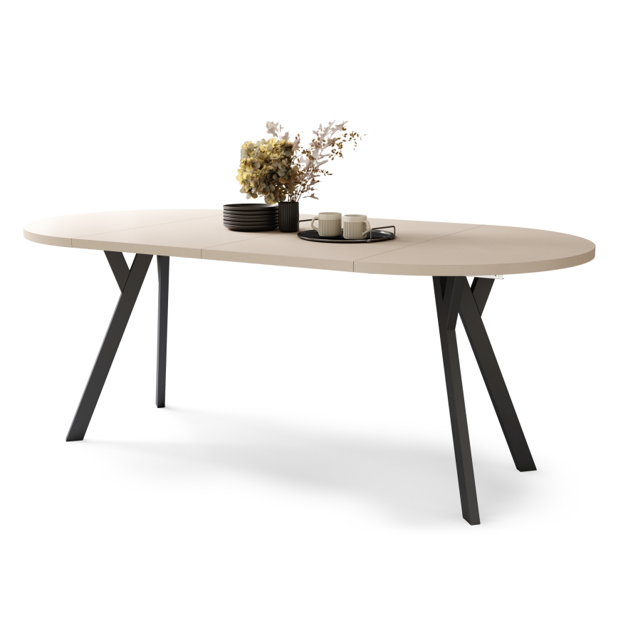 Uitschuifbare eettafel ARTUR beige/zwart