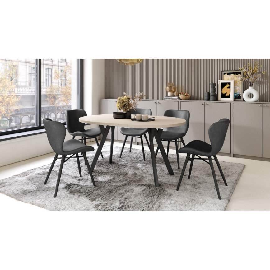 Uitschuifbare eettafel ARTUR beige/zwart