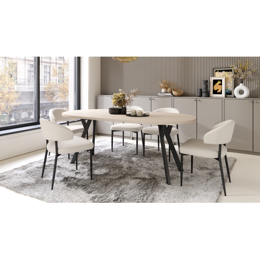 Uitschuifbare eettafel ARTUR beige/zwart