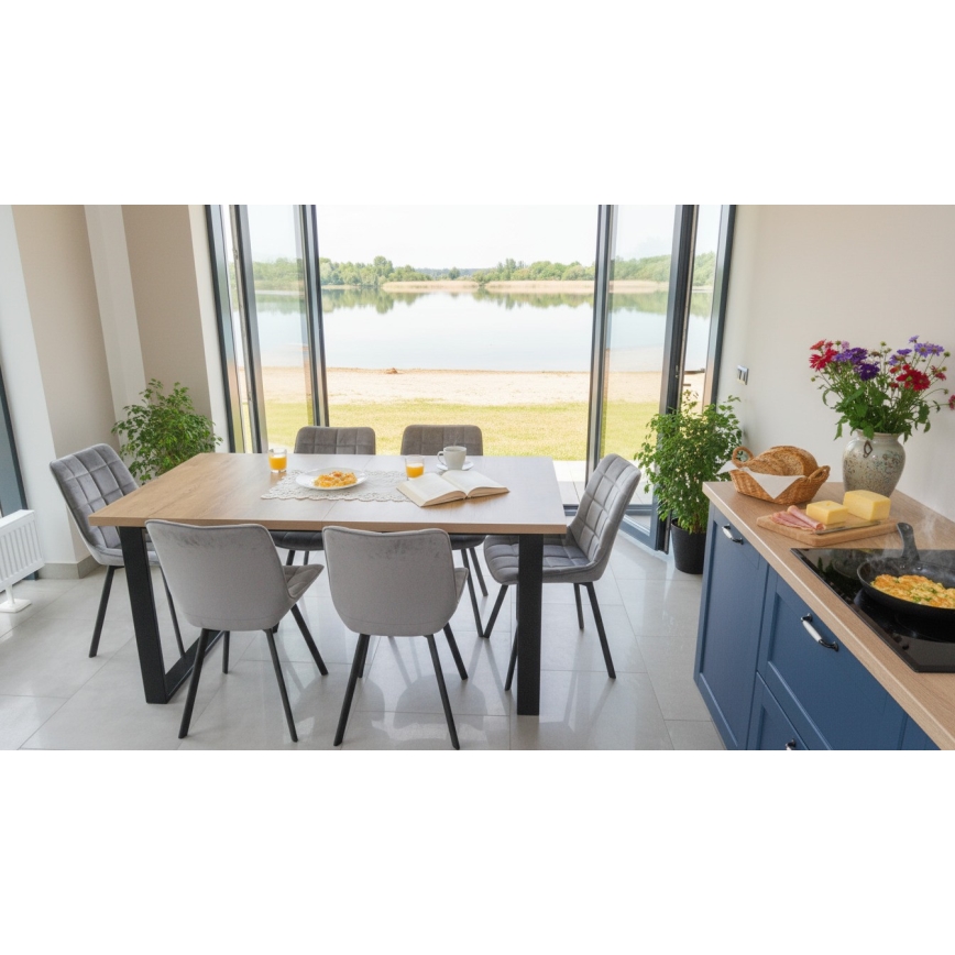 Uitschuifbare eettafel COLIN eiken