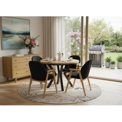 Uitschuifbare eettafel CONVI 100/140x73 cm eik craft/zwart