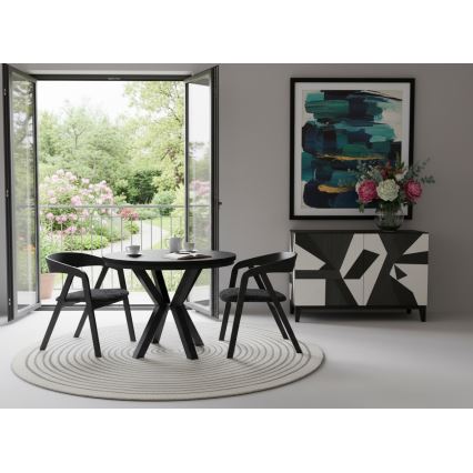 Uitschuifbare eettafel CONVI 100/140x73 cm zwart
