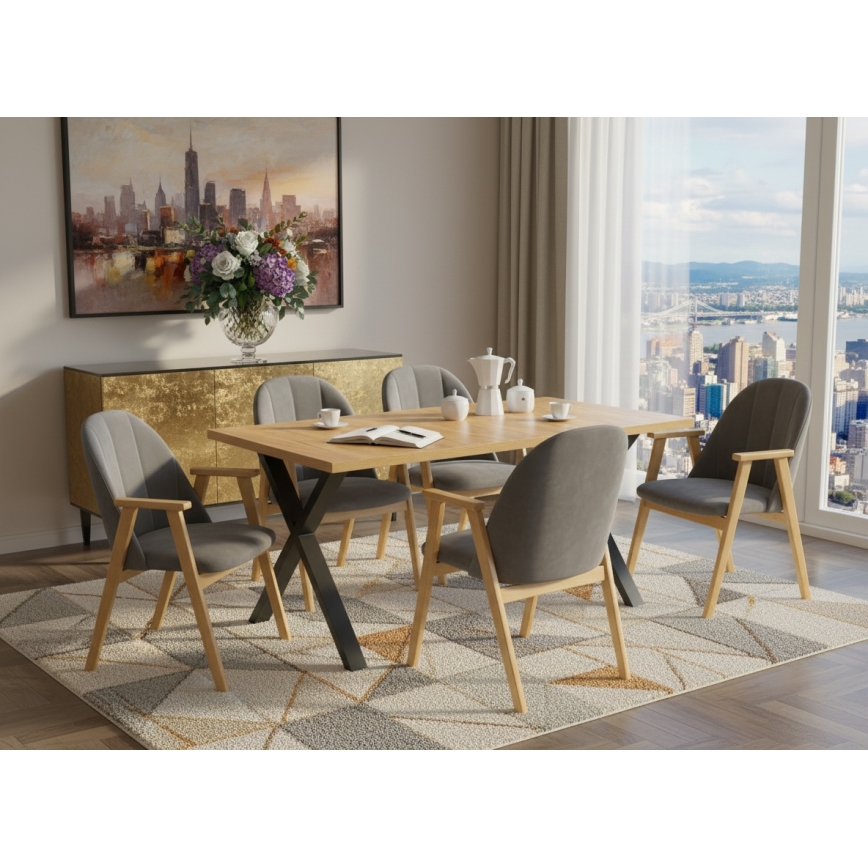 Uitschuifbare eettafel DOMO 150/190x80 cm craft eiken/zwart