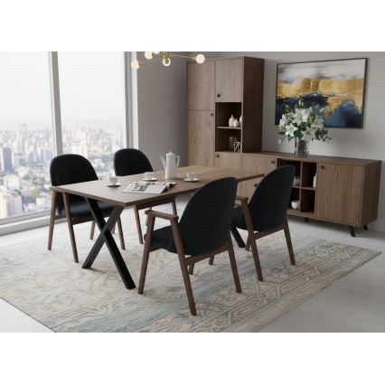 Uitschuifbare eettafel DOMO 150/190x80 cm lefkas eik/zwart