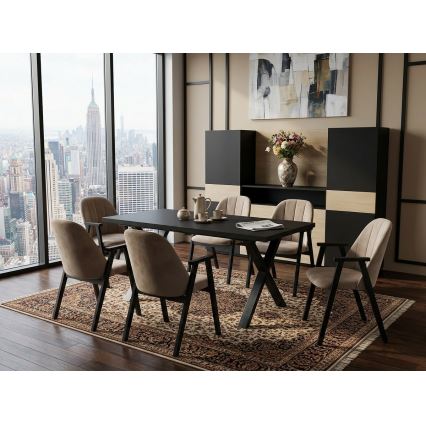 Uitschuifbare eettafel DOMO 150/190x80 cm zwart