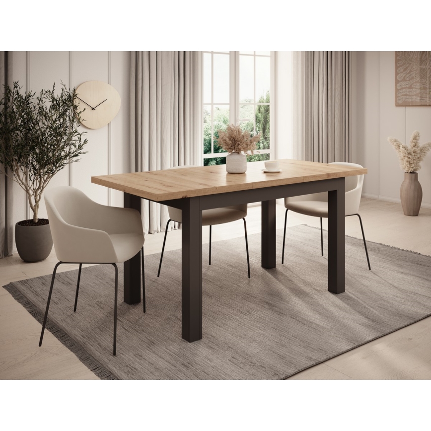 Uitschuifbare eettafel DOO 120/160x75 cm artisan eiken/zwart