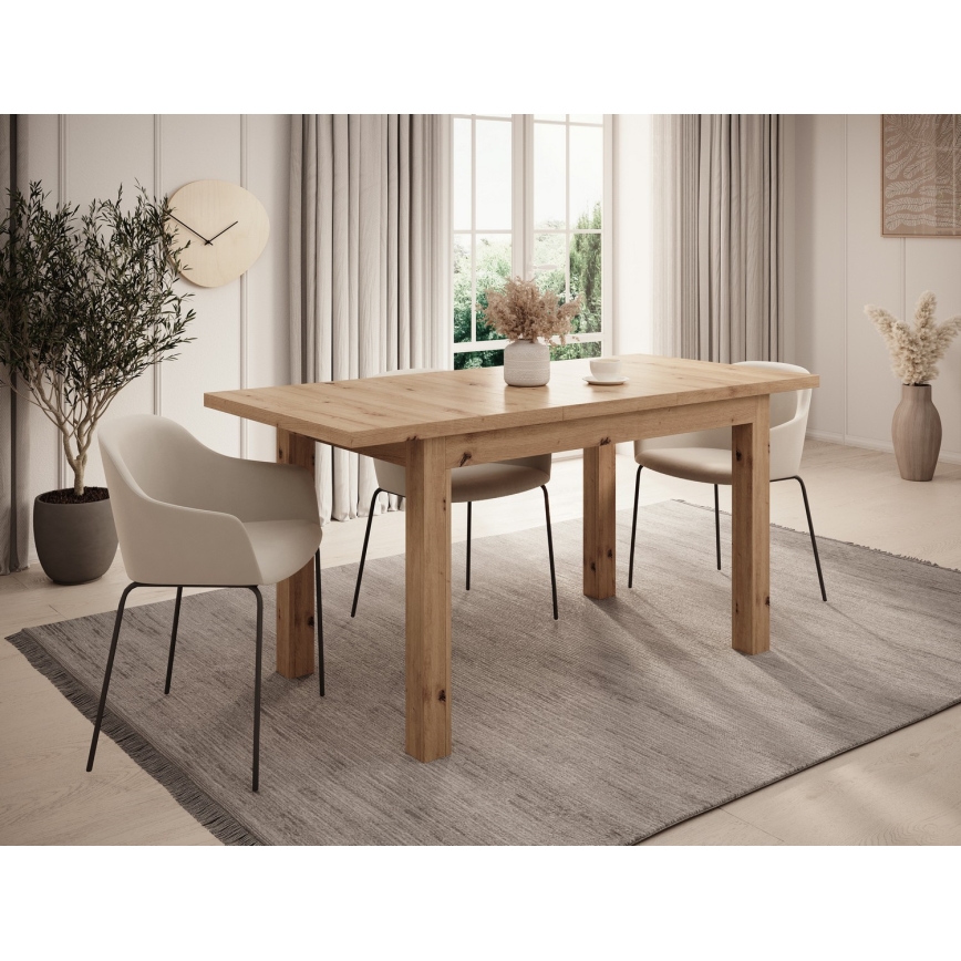 Uitschuifbare eettafel DOO 120/160x75 cm eiken artisan