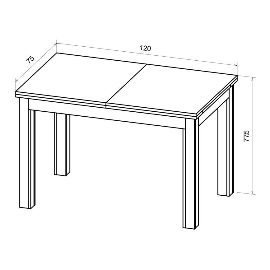 Uitschuifbare eettafel DOO 120/160x75 cm lichte walnoot