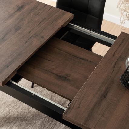 Uitschuifbare eettafel DOO 120/160x75 cm macadamia/zwart