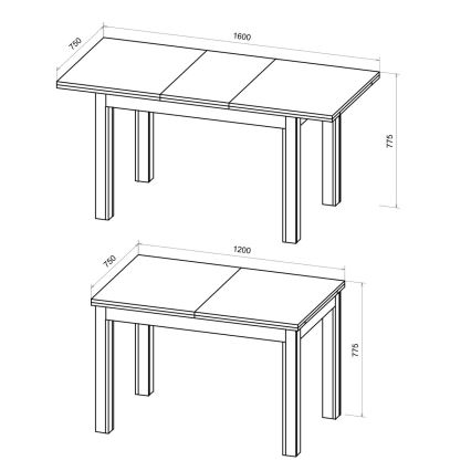 Uitschuifbare eettafel DOO artisan eiken/zwart