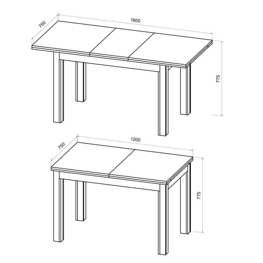 Uitschuifbare eettafel DOO artisan eiken/zwart
