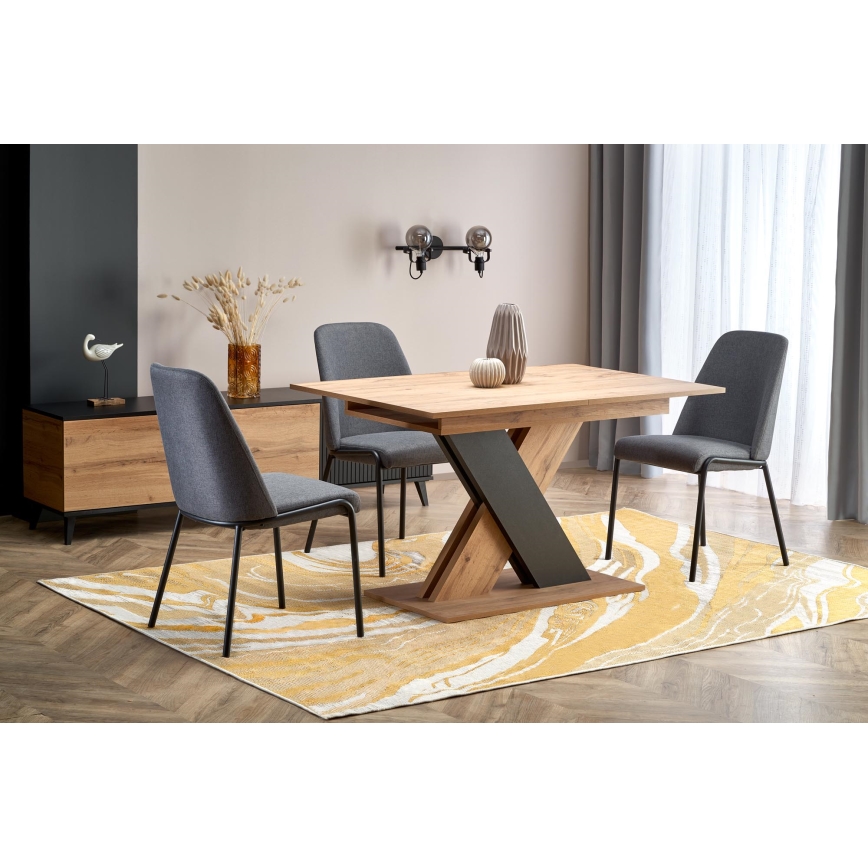 Uitschuifbare eettafel DROM 130/175x85 cm Wotan eik/zwart
