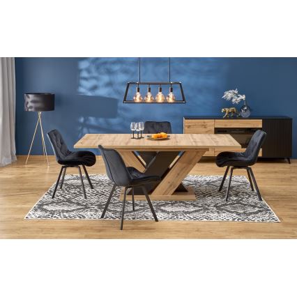 Uitschuifbare eettafel DROM 160/200x90 cm eik wotan/zwart