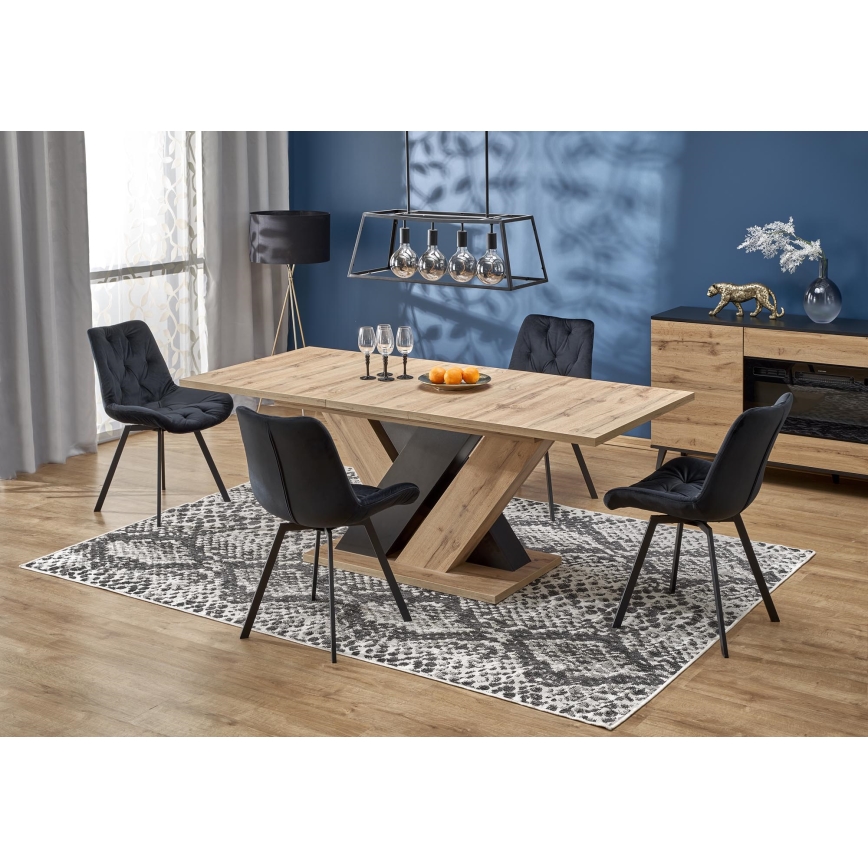 Uitschuifbare eettafel DROM 160/200x90 cm eik wotan/zwart