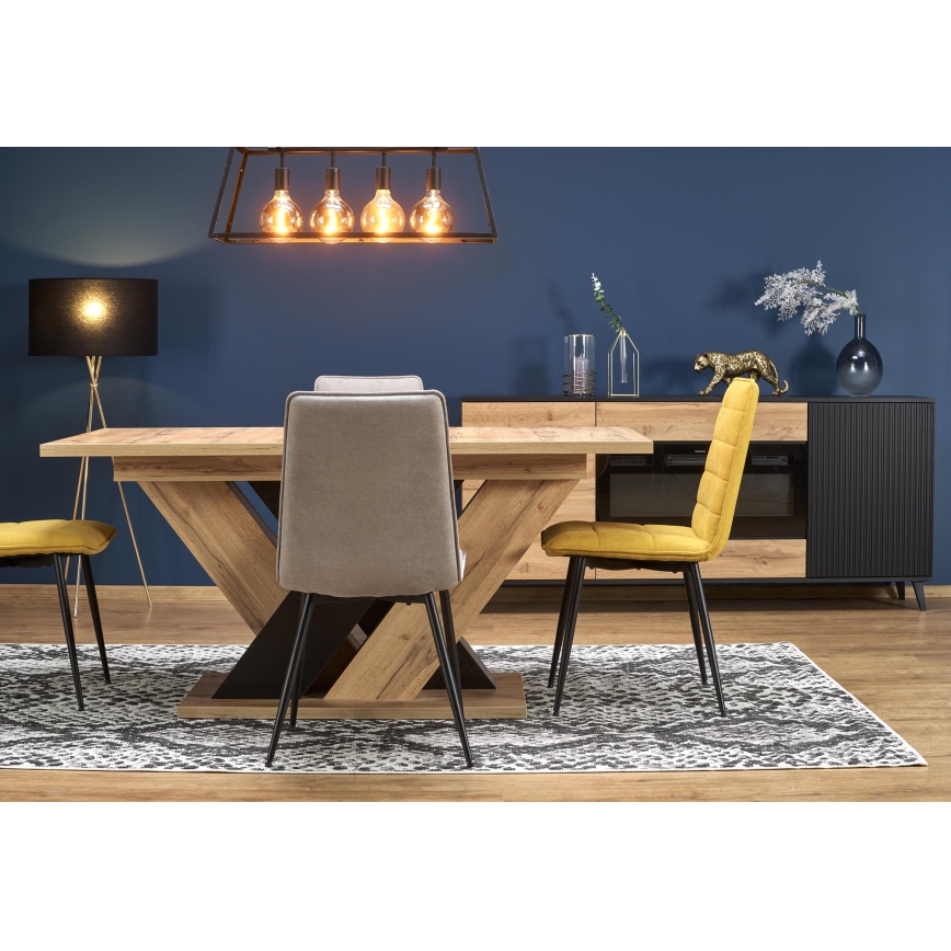 Uitschuifbare eettafel DROM 160/200x90 cm eik wotan/zwart
