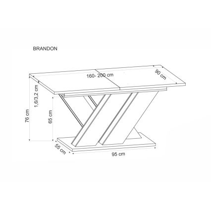 Uitschuifbare eettafel DROM 160/200x90 cm eik wotan/zwart