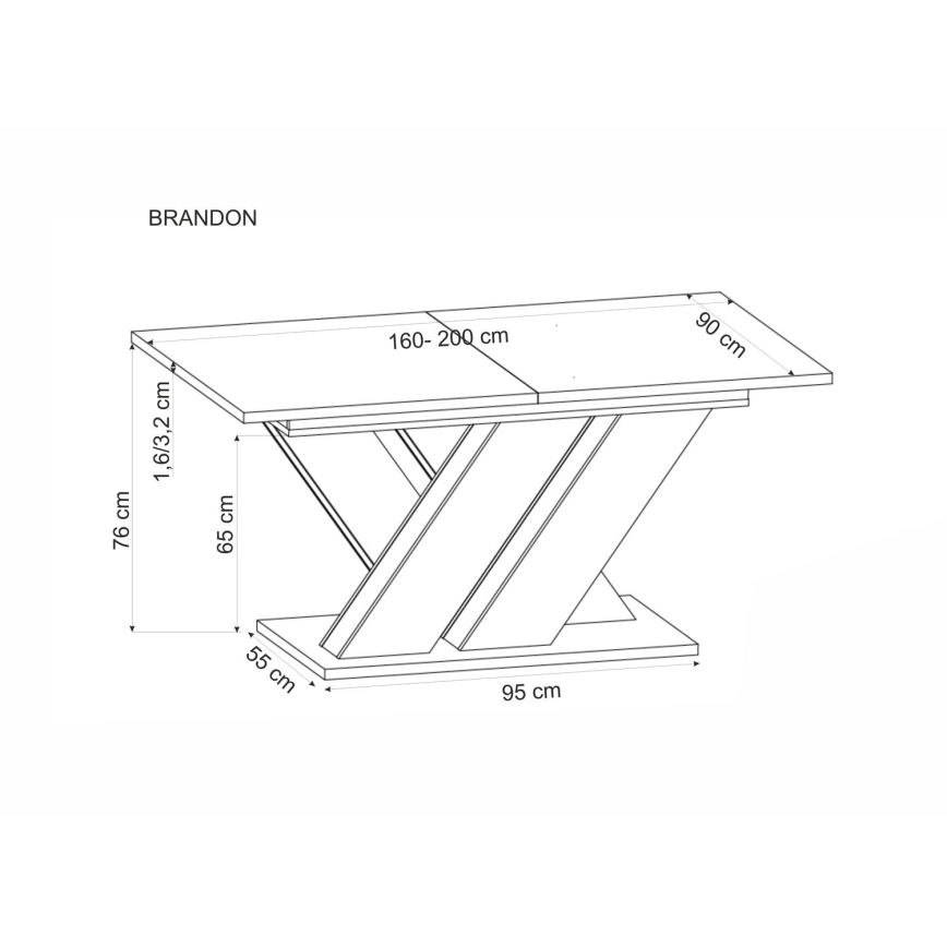 Uitschuifbare eettafel DROM 160/200x90 cm eik wotan/zwart