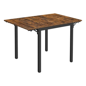 Uitschuifbare eettafel ELDUR bruin/zwart