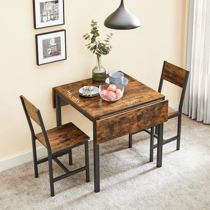 Uitschuifbare eettafel ELDUR bruin/zwart