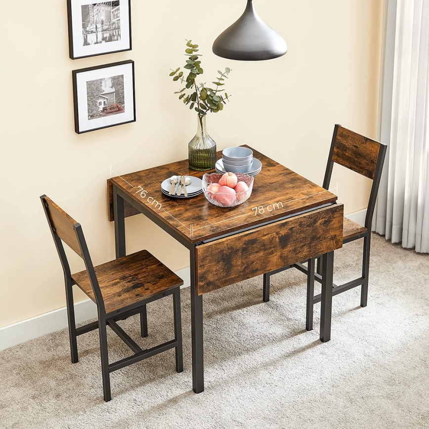 Uitschuifbare eettafel ELDUR bruin/zwart