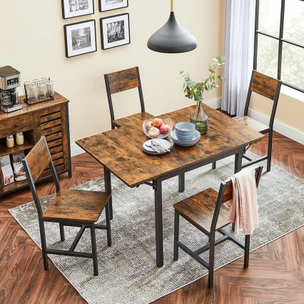 Uitschuifbare eettafel ELDUR bruin/zwart