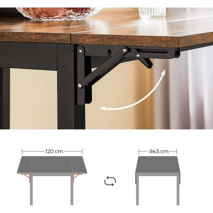 Uitschuifbare eettafel ELDUR bruin/zwart