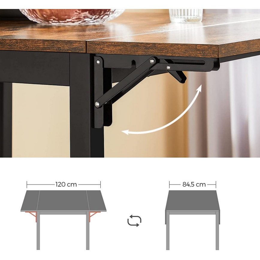 Uitschuifbare eettafel ELDUR bruin/zwart