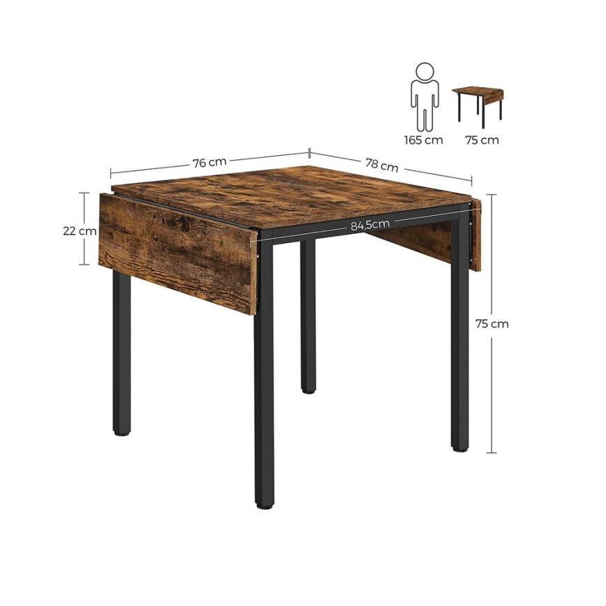 Uitschuifbare eettafel ELDUR bruin/zwart