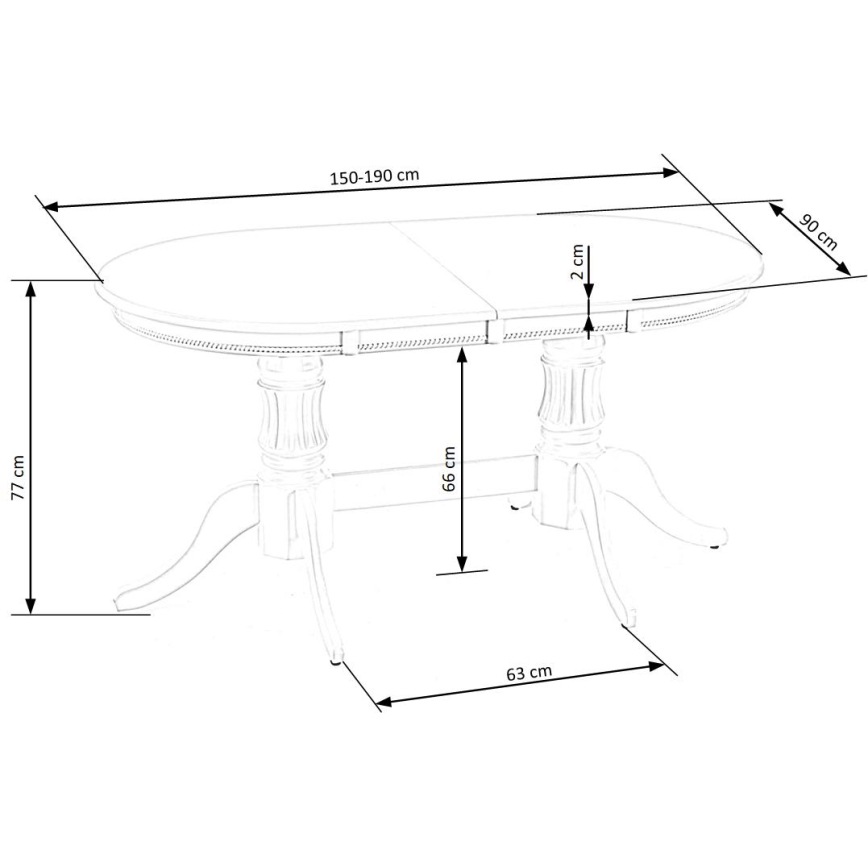 Uitschuifbare eettafel FUERTE 150/190x90 cm wit
