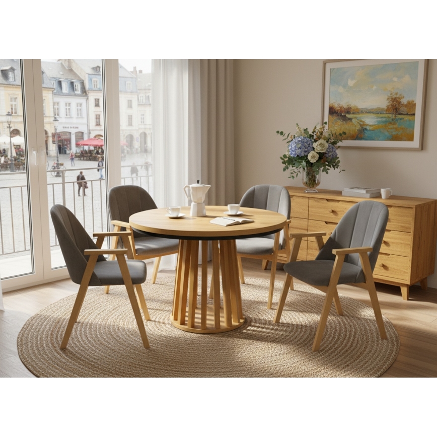 Uitschuifbare eettafel NEXUS 100/140 x 77 cm craft eik/zwart