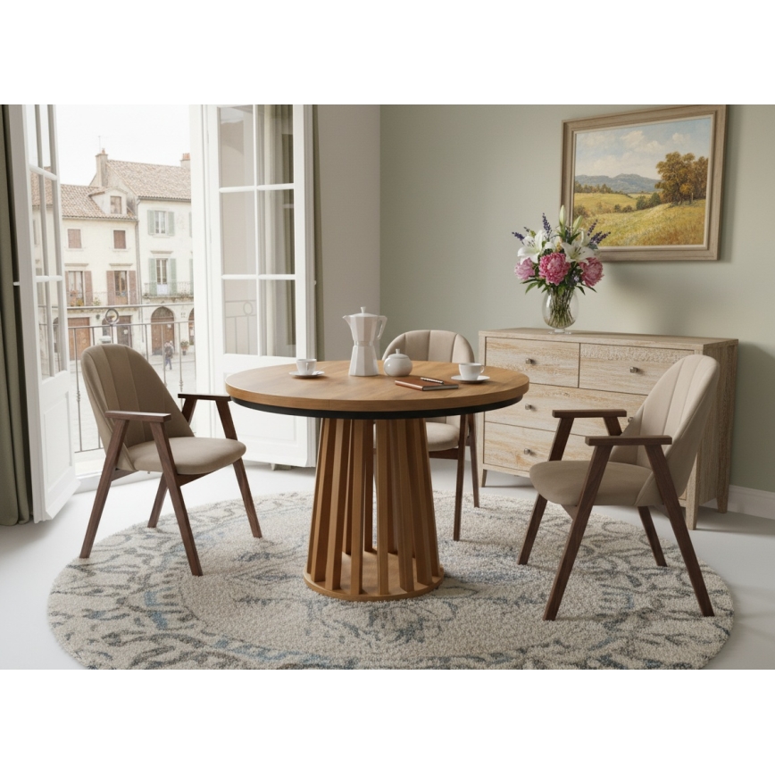 Uitschuifbare eettafel NEXUS 100/140x77 cm eik lefkas/zwart