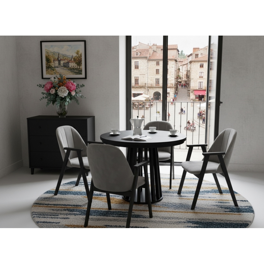 Uitschuifbare eettafel NEXUS 100/140x77 cm zwart