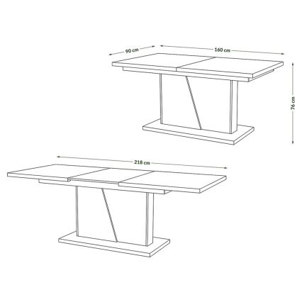 Uitschuifbare eettafel NINO craft eiken/zwart