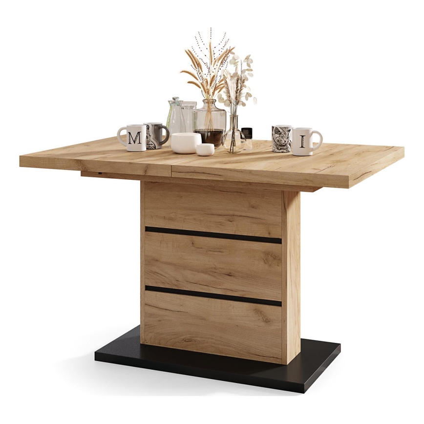 Uitschuifbare eettafel PAOLO eiken craft/zwart